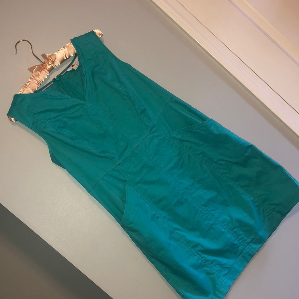 Boden aqua sleeveless dress w/pockets, size 10P